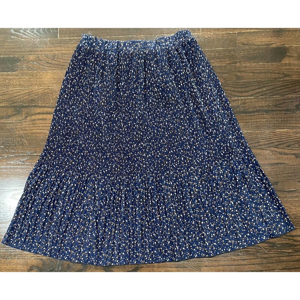 Eden & Olivia Micro Pleats Dainty Floral Midi Skirt Size L Retro Prairie Lined